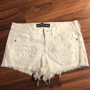 White low-rise Express Jean Shorts